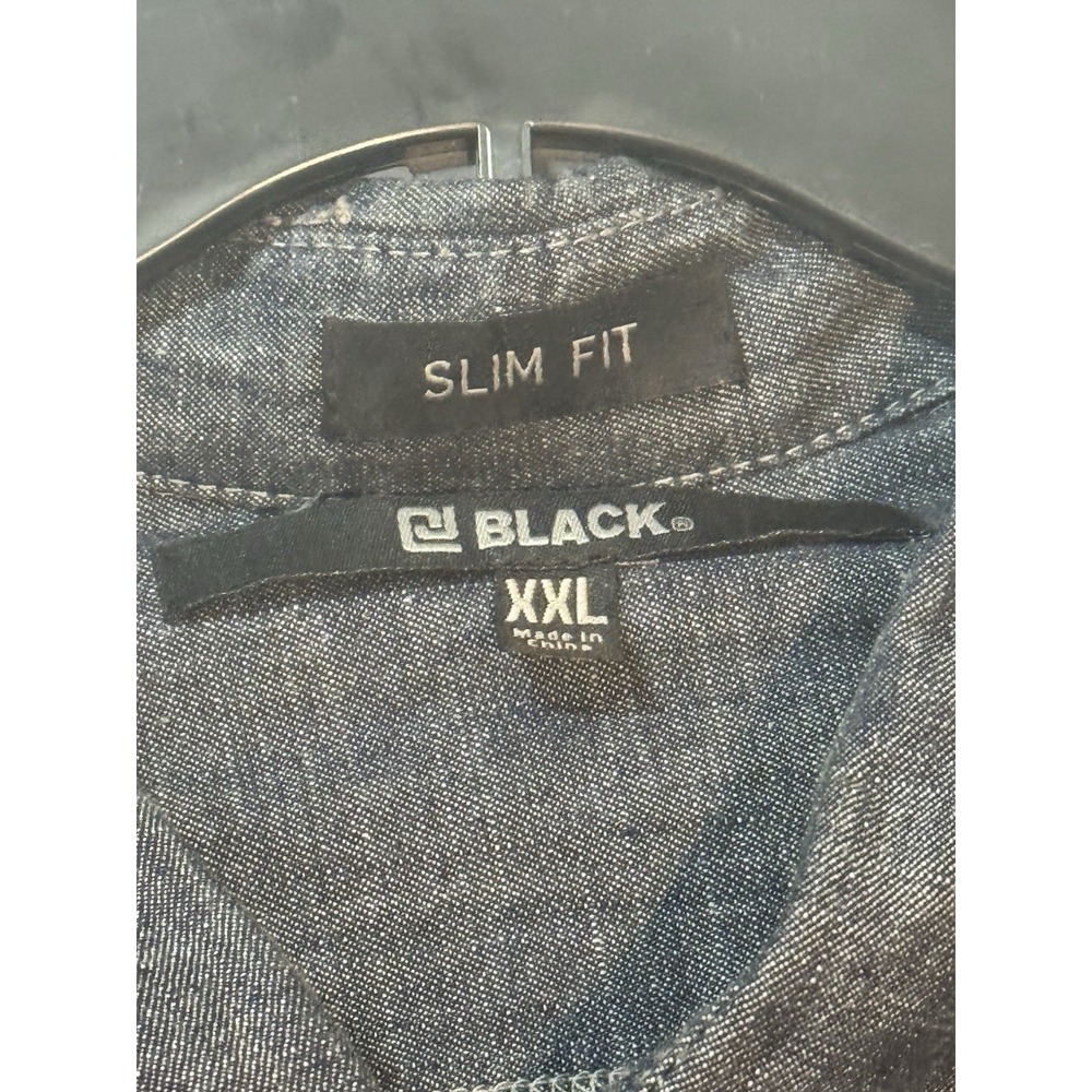 Distressed Denim Shirt Mens XXL Blue Button Up Long Sleeve - Picture 2 of 4